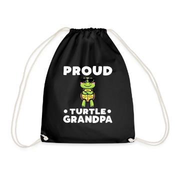 Proud turtle grandpa turtle lover - Drawstring Bag - black - Front