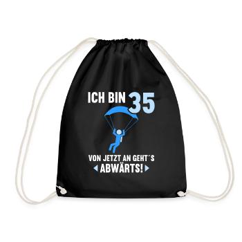 Ich bin 35 Ab jetzt gehts abwärts 35 Geburtstag - Turnbeutel - Schwarz - Vorne