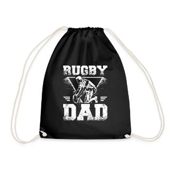 Fathers day Daddy Rugby Dad - Drawstring Bag - black - Front