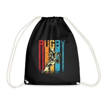 Retro Vintage Rugby - Drawstring Bag - black - Front