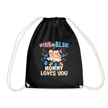 Pink or Blue Mommy Loves You Best Mom Ever - Drawstring Bag - black - Front