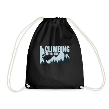 Climbing for life - Klettern Bergsteigen Berge - Turnbeutel - Schwarz - Vorne