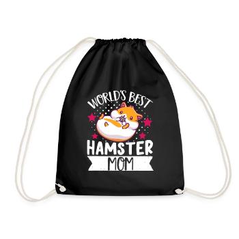 Hamster Mom Mother's Day World's Best Hamster Mom Kaw - Drawstring Bag - black - Front