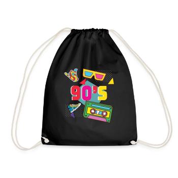 90s I love The 90's Vintage Retro Nineties Costume - Drawstring Bag - black - Front