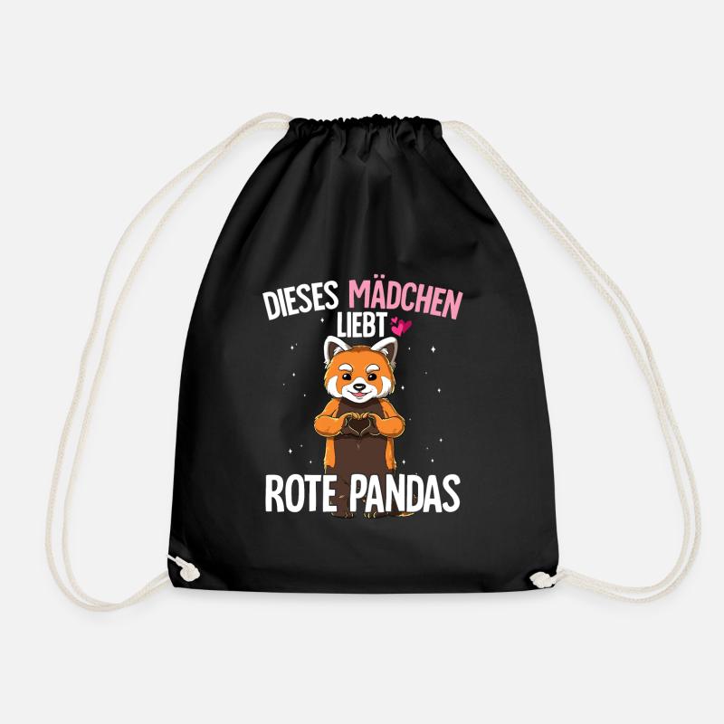 Roter Panda Mädchen - Turnbeutel - Schwarz