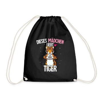 Tiger Mädchen - Turnbeutel - Schwarz - Vorne