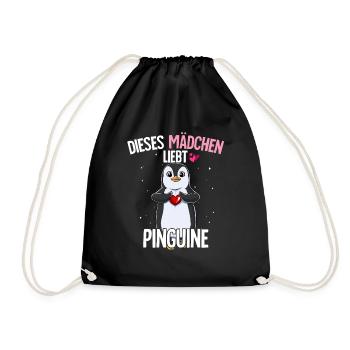 Pinguin Mädchen - Turnbeutel - Schwarz - Vorne
