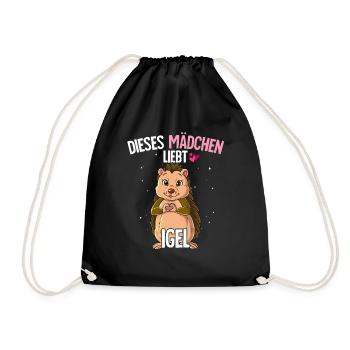 Igel Mädchen - Turnbeutel - Schwarz - Vorne