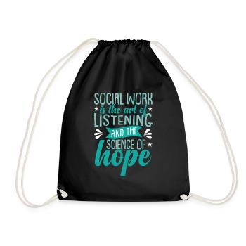 Social Worker Quote - Drawstring Bag - black - Front