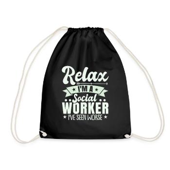 Relax I'm A Social Worker - Drawstring Bag - black - Front