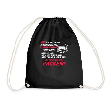 Camper Gift Idea Camping - Drawstring Bag - black - Front