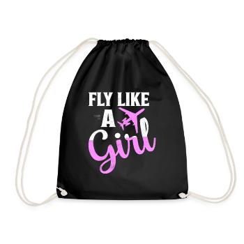 Fly Like A Girl Aviation Pilot Airline - Sac de sport léger - noir - Devant