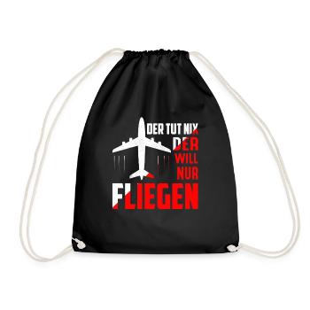 Der tut nix der will nur fliegen Pilot Flugzeug - Turnbeutel - Schwarz - Vorne