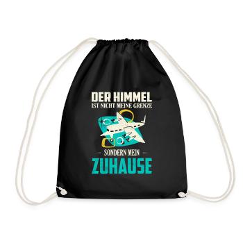 Der Himmel ist nicht meine Grenze Pilot Fliegen - Turnbeutel - Schwarz - Vorne