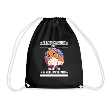 I'd Rather Be With My Hamster - Drawstring Bag - black - Front