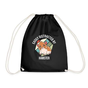 I'd Rather Be With My Hamster - Drawstring Bag - black - Front