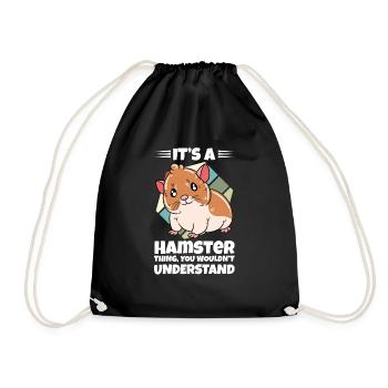 I'd Rather Be With My Hamster - Drawstring Bag - black - Front