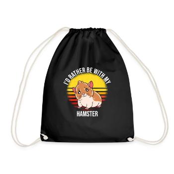 I'd Rather Be With My Hamster - Drawstring Bag - black - Front