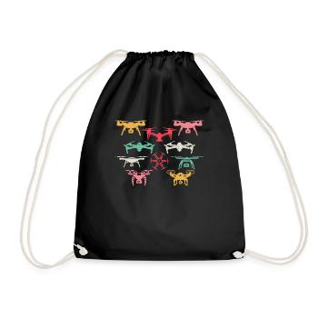 Drone Multicopter Drone Pilot Drone Quadcopter Dro - Drawstring Bag - black - Front