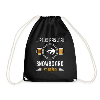 je peux pas j'ai snowboard apéro cadeau - Sac de sport léger - noir - Devant