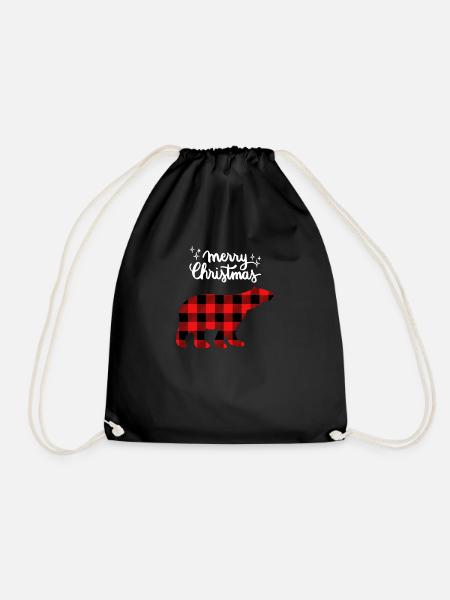 Merry Christmas Funny Christmas Shirt - Drawstring Bag - black