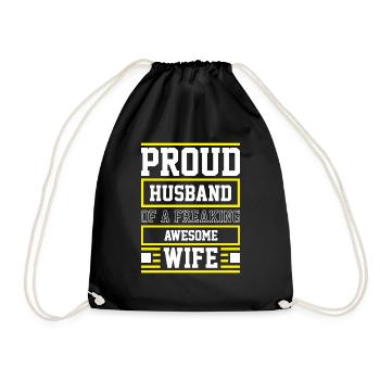 Proud Husband of a Freaking Awesome Wife Car - Drawstring Bag - black - Front
