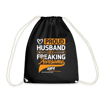 Proud Husband of a Freaking Awesome Wife Holiday - Drawstring Bag - black - Front