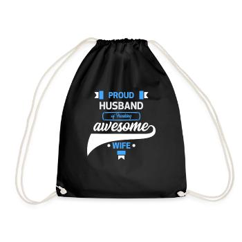Proud Husband of a Freaking Awesome Wife Cooking - Drawstring Bag - black - Front