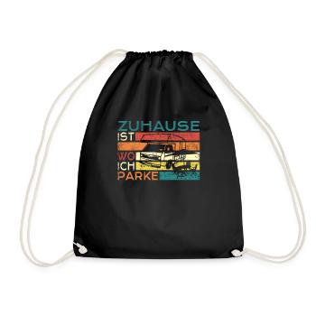 Camper Geschenkidee Camping - Turnbeutel - Schwarz - Vorne
