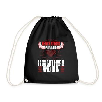 Heart Attack Survivor Fought Hard And Win - Drawstring Bag - black - Front
