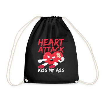 Heart Attack Survivor Kiss My Ass - Drawstring Bag - black - Front