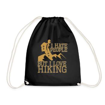 I Hate People But I Love Hiking - Drawstring Bag - black - Front