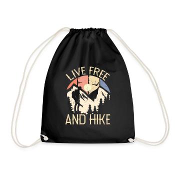 Live Free And Hike Vintage Distressed - Drawstring Bag - black - Front