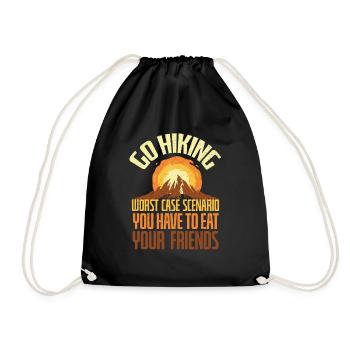Go Hiking Eat Your Friends Joke - Drawstring Bag - black - Front