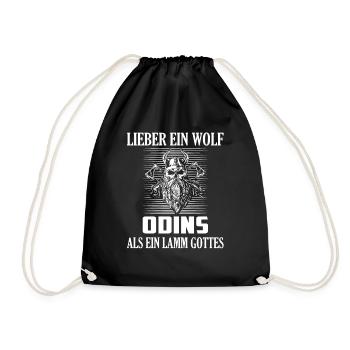 Lieber ein Wolf Odins als ein Lamm Gottes Krieger - Turnbeutel - Schwarz - Vorne