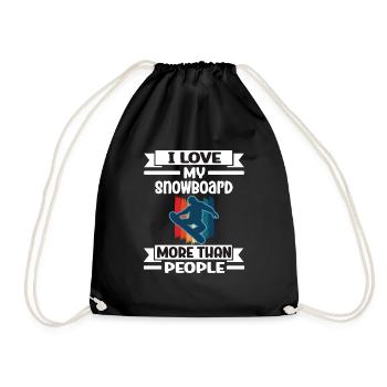 Snowboard I Love My Snowboard More Than People - Drawstring Bag - black - Front
