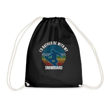Snowboarding I'd Rather Be With My Snowboard - Drawstring Bag - black - Front