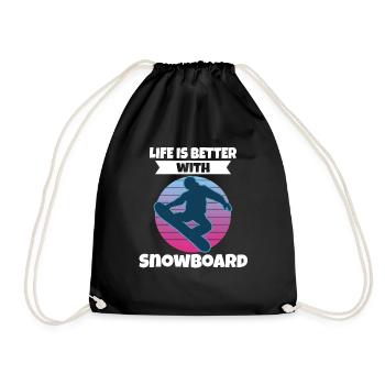 Life Is Better With Snowboard - Drawstring Bag - black - Front