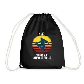 I Like Snowboard And Maybe 3 People - Drawstring Bag - black - Front