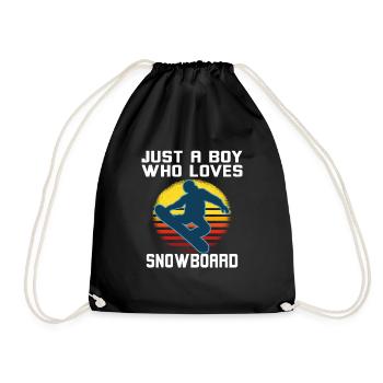 Just A Boy Who Loves Snowboard - Drawstring Bag - black - Front