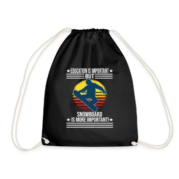 Education Is Important But Snowboard Is More - Drawstring Bag - black - Front