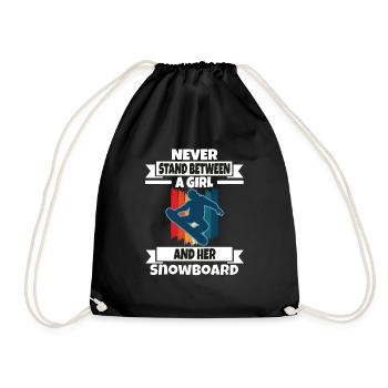 Never Stand Between A Girl And Her Snowboard - Drawstring Bag - black - Front