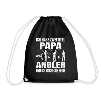 Ich habe zwei Titel Papa und Angler und ich rocke - Turnbeutel - Schwarz - Vorne