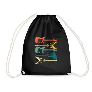 Guitar Rock Music For Guitarists Retro 80s 90s - Drawstring Bag - black - Front
