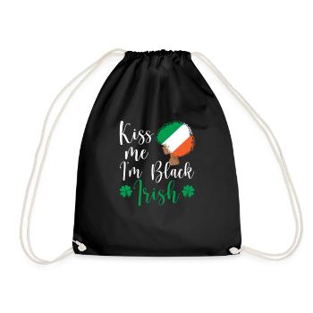 St. Patrick's Day Afro African Pride Kiss - Drawstring Bag - black - Front