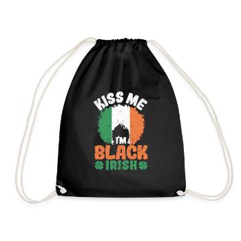 Kiss Me I'm Black Irish St Patricks Day Afro - Turnbeutel - Schwarz - Vorne