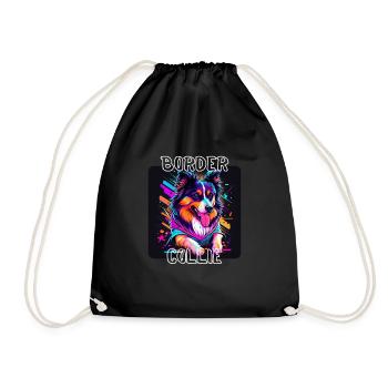 Graffiti Style - Cooler Border Collie 3 - Drawstring Bag - black - Front