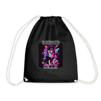 Graffiti Style - Cooler Border Collie 4 - Drawstring Bag - black - Front