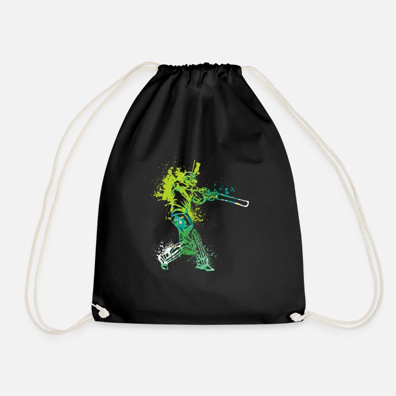 Splash Art Cricket Player - Drawstring Bag - black
