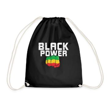 Black Powerful Fist Pride Black History Month - Drawstring Bag - black - Front